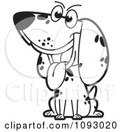 Clipart Outlined Panting Spotted Dog Royalty Free Vector Illustration