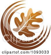 Clipart Brown Oak Leaf And Half Circle Logo Royalty Free Vector Illustration