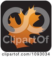 Clipart Orange Oak Leaf Over A Black Square Royalty Free Vector Illustration