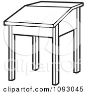 Clipart Outlined Lift Top School Desk Royalty Free Vector Illustration