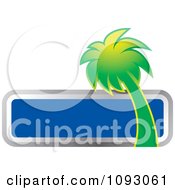 Poster, Art Print Of Green Palm Tree And Blank Blue Sign