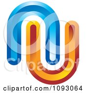Clipart Orange And Blue Nu Or U Logo Royalty Free Vector Illustration