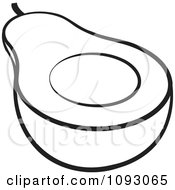 Clipart Outlined Halved Avocado Royalty Free Vector Illustration