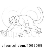 Poster, Art Print Of Outlined Dotted Line Monkey