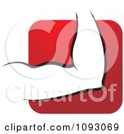 Clipart Strong Mans Elbow Over A Red Square Royalty Free Vector Illustration