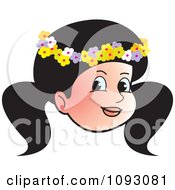Clipart Pretty Girl Wearing A Floral Band On Her Head Royalty Free Vector Illustration