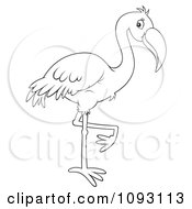 Clipart Outlined Pink Flamingo Balanced On One Leg Royalty Free Illustration by Alex Bannykh
