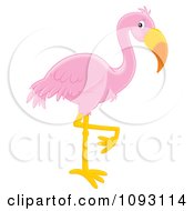 Clipart Pink Flamingo Balanced On One Leg Royalty Free Illustration