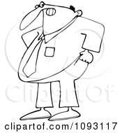 Clipart Overweight Businessman Trying To Pull His Pants Up Over His Belly Royalty Free Vector Illustration