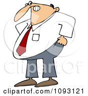 Poster, Art Print Of Frustrated Businessman Trying To Pull His Pants Up Over His Belly
