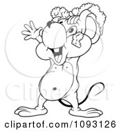 Clipart Black And White Bathing Mouse With Suds Royalty Free Vector Illustration