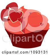 Poster, Art Print Of Pink Frosted Valentine Heart Cupcake
