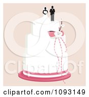 Poster, Art Print Of Layered Wedding Cake With A Bride And Groom Topper 3