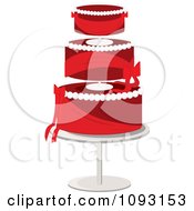 Poster, Art Print Of Layered Red And White Wedding Cake