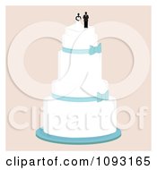 Poster, Art Print Of Layered Wedding Cake With A Bride And Groom Topper 1