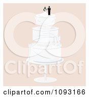 Clipart Layered Wedding Cake With A Bride And Groom Topper 2 Royalty Free Vector Illustration