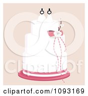 Clipart Layered Wedding Cake With A Lesbian Topper 1 Royalty Free Vector Illustration
