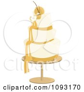 Poster, Art Print Of Layered Cream And Gold Wedding Cake