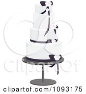 Clipart Beautiful Black And White Blossom And Ribbon Wedding Cake Royalty Free Vector Illustration by Randomway #COLLC1093175-0150