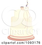 Clipart Beautiful Pastel Layered Pink Blossom Wedding Cake Royalty Free Vector Illustration