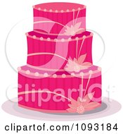 Poster, Art Print Of Bright Pink Floral Cake