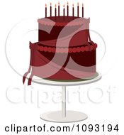 Poster, Art Print Of Layered Dark Red Birthday Cake