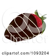 Poster, Art Print Of Dark Chocolate Dipped Strawberry With Icing