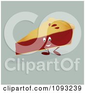 Clipart Cherry Pie Slice Character Royalty Free Vector Illustration