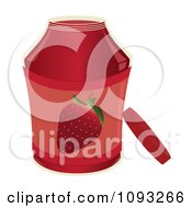 Poster, Art Print Of Open Jar Of Strawberry Jam