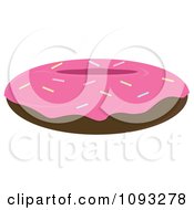 Clipart Pink Sprinkled Chocolate Donut Royalty Free Vector Illustration