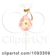 Clipart Pink Floral Easter Egg Lolipop Royalty Free Vector Illustration