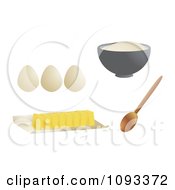 Poster, Art Print Of Cut Butter Spoon Eggs And Bowl Of Flour