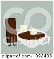 Poster, Art Print Of Chocolate Candy Bar And Marshmallow Characters With Hot Cocoa 2