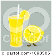 Clipart Glass Of Lemonade And Fruit Character Royalty Free Vector Illustration by Randomway