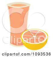 Poster, Art Print Of Glass Of Grapefruit Juice And Half A Fruit
