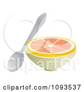 Halved Grapefruit And Spoon