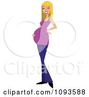 Poster, Art Print Of Beautiful Blond Pregnant Woman Holding Her Baby Bump