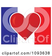 Clipart French Flag With A Red Heart In The Center Royalty Free Vector Illustration by Maria Bell