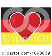 Poster, Art Print Of German Flag With A Red Heart In The Center