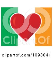 Poster, Art Print Of Irish Flag With A Red Heart In The Center