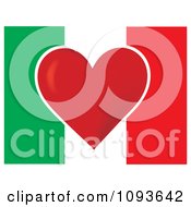 Poster, Art Print Of Italian Flag With A Red Heart In The Center