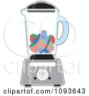 Clipart Kitchen Blender With Blueberries And Strawberries For A Smoothie Royalty Free Vector Illustration