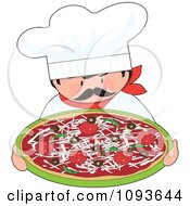 Itialian Chef Holding A Supreme Pizza