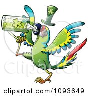 Poster, Art Print Of St Patricks Day Macaw Parrot Drinking Green Beer