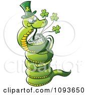 Poster, Art Print Of St Patricks Day Snake Drinking Green Beer