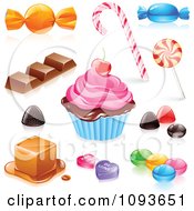 3d Candies Sweets And A Cupcake