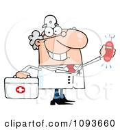 Poster, Art Print Of Waving Caucasian Male Doctor Holding A Ringing Cell Phone