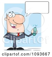 Poster, Art Print Of Talking Caucasian Businessman Holding A Ringing Cell Phone