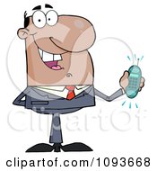 Clipart Hispanic Businessman Holding A Ringing Cell Phone Royalty Free Vector Illustration by Hit Toon