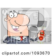 Poster, Art Print Of Caucasian Businessman Holding A Ringing Cell Phone In An Office